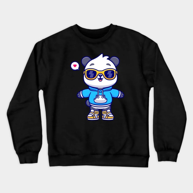 Cute Cool Panda Cartoon Crewneck Sweatshirt by Catalyst Labs